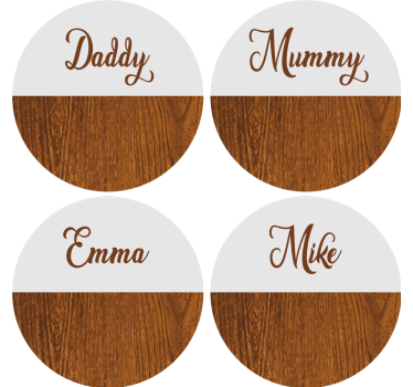Bases para copos em vinil personalizáveis Mármore de madeira - TenStickers
