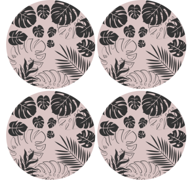 Bases para copos com padrões de folha de monstera - TenStickers