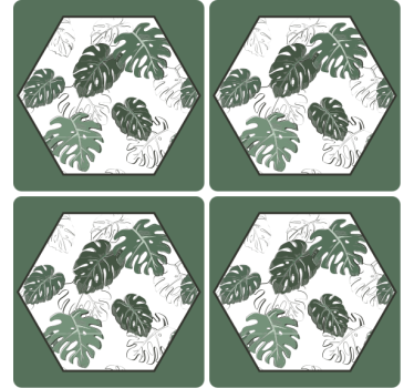 Bases para copos com padrão de folhas hexagonais - TenStickers