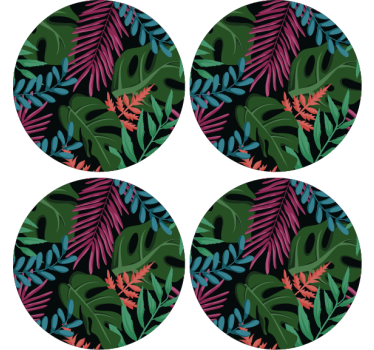 Bases para copos com padrões de folhas tropicais - TenStickers