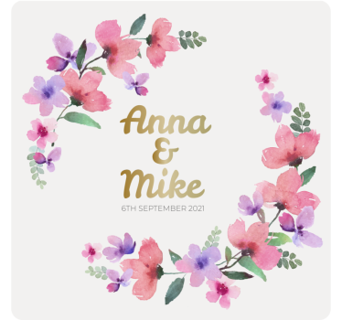 Bases para copos casamentos monograma floral do casal - TenStickers