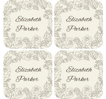 Bases para copos em vinil personalizáveis Rosas vintage - TenStickers