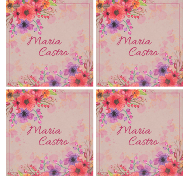 Bases para copos personalizáveis em estilo floral - TenStickers