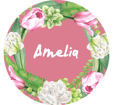Bases para copos personalizáveis coroa floral rosa - TenStickers