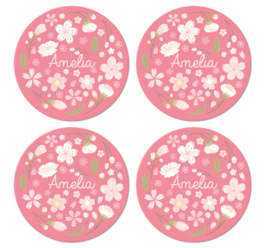 Bases para copos em vinil personalizáveis Flores de cerejeira com - TenStickers