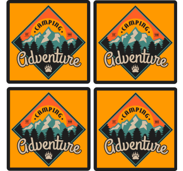 Bases para copos frase aventura de camping - TenStickers