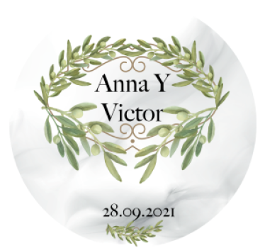 Bases para copos casamentos com emblema de coroa de oliveira - TenStickers