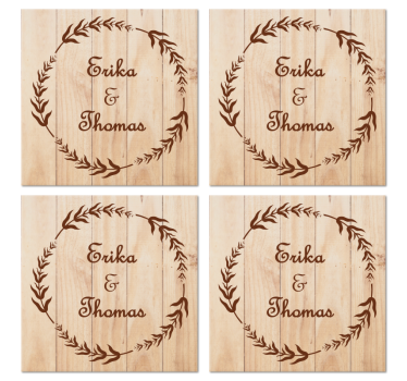 Bases para copos em vinil de casamentos Ramo de oliveira de madei - TenStickers