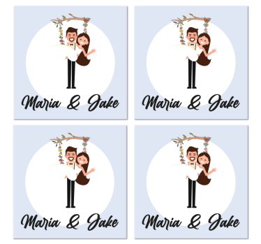 Bases para copos em vinil de casamentos Noivas com nome em um bal - TenStickers