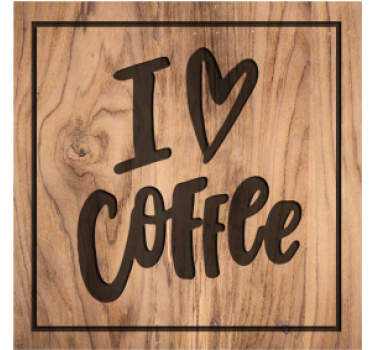 Bases para copos frase amor por café em madeira - TenStickers