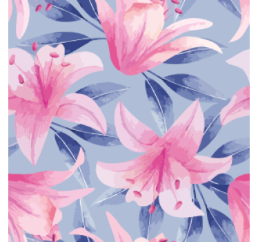 Bases para copos com padrão floral de lírios rosas - TenStickers