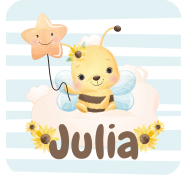 Bases para copos personalizáveis abelha fofa com estrela - TenStickers