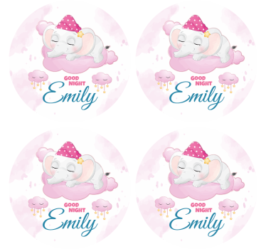 Bases para copos personalizáveis elefante sonolento - TenStickers