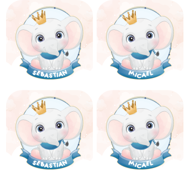 Bases para copos personalizáveis retratos de elefantes - TenStickers