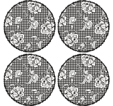 Bases para copos estampa xadrez floral - TenStickers