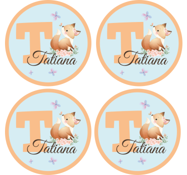 Bases para copos personalizáveis design de raposa lúdica - TenStickers