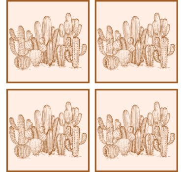 Bases para copos ilustração de variedades de cactos - TenStickers