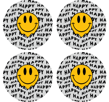 Bases para copos frase rosto sorridente com alegria - TenStickers