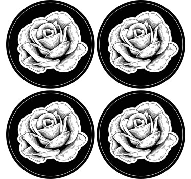 Bases para copos rosa negra intrincada - TenStickers