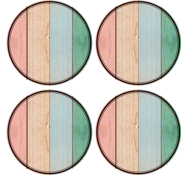 Bases para copos pranchas de madeira coloridas - TenStickers
