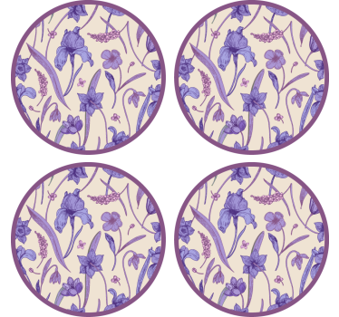Bases para copos estampa floral roxa - TenStickers