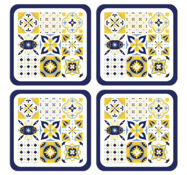 Bases para copos em vinil de azulejos Estilo português azul - TenStickers