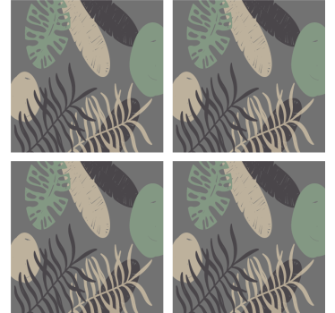 Bases para copos com padrão texturizado de folhas - TenStickers