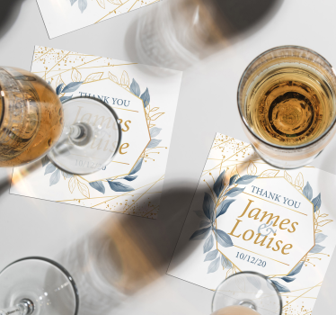 Base para copos de casamento personalizada Inspiração floral - TenStickers