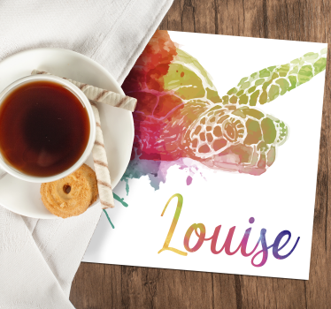 Base para copos personalizável tartaruga colorida - TenStickers