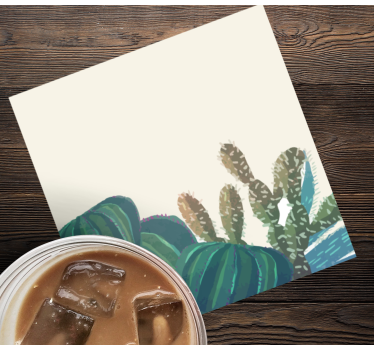 Bases para copos arranjo de cactos com textura - TenStickers