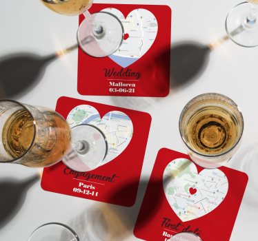 Bases para copos casamento mapa personalizável - TenStickers