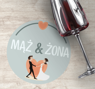 Bases para copos casamentos casal de noivos coração - TenStickers