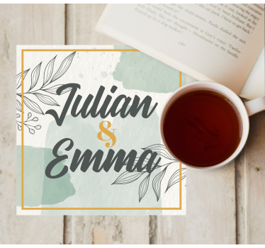 Bases para copos casamentos design de nome personalizado - TenStickers
