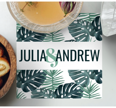 Bases para copos casamentos padrão de folhas tropicais - TenStickers
