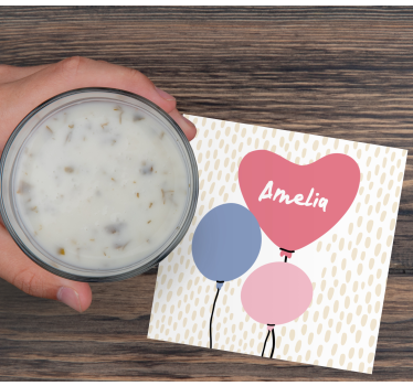 Bases para copos casamentos trio de balões em coração - TenStickers