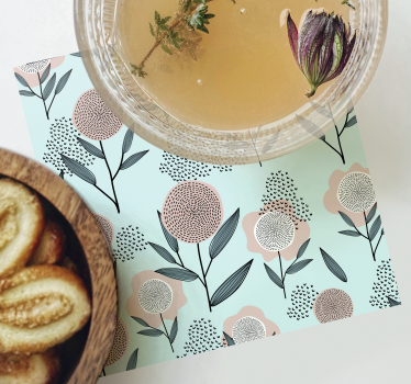 Bases para copos com arte de padrão floral - TenStickers