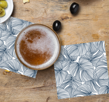 Bases para copos com design de padrão de folhas - TenStickers