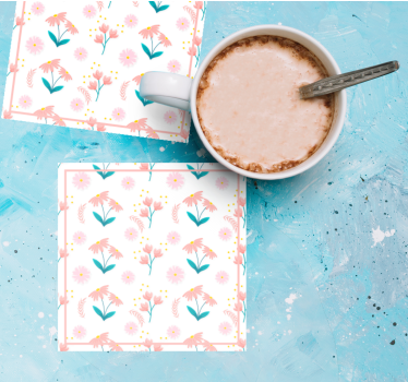 Bases para copos com design de padrão floral - TenStickers
