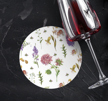 Bases para copos com detalhes florais - TenStickers