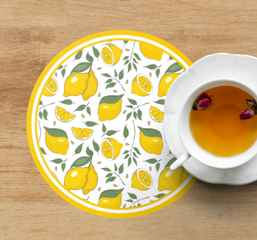 Bases para copos com elementos de padrão limão - TenStickers