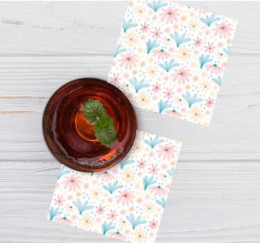 Bases para copos com estampa floral - TenStickers