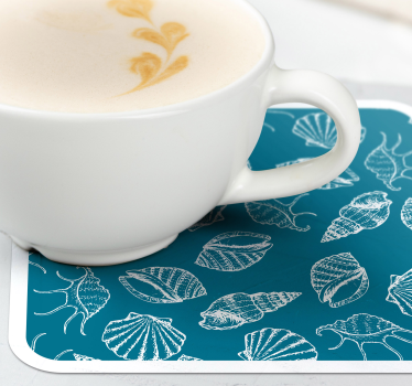 Bases para copos com fundo de padrões de conchas - TenStickers