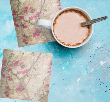 Bases para copos com motivo floral texturizado - TenStickers