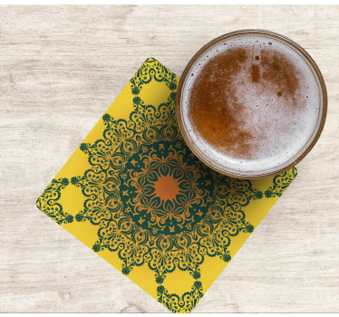 Bases para copos com padrão amarelo ornamental - TenStickers