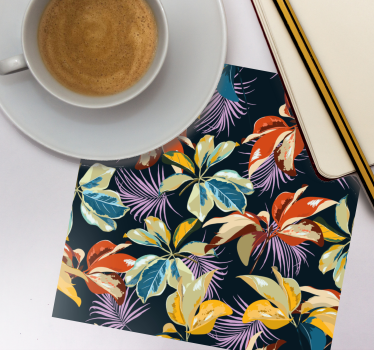 Bases para copos com padrão de folhas coloridas - TenStickers