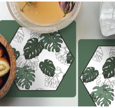 Bases para copos com padrão de folhas hexagonais - TenStickers
