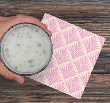 Bases para copos com padrão de folhas rosa claro - TenStickers