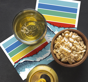Bases para copos com padrão de ondas coloridas - TenStickers