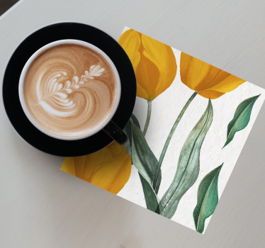 Bases para copos com padrão de tulipas amarelas - TenStickers
