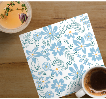 Bases para copos com padrão floral botânico - TenStickers